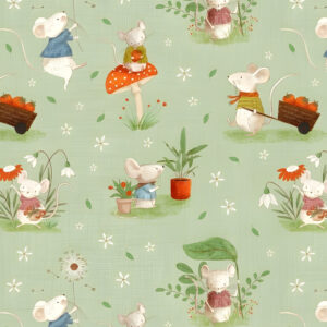 Whimsical Fields - Mice Green